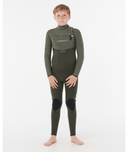 RIP CURL KIDS FLASHBOMB PRO CHEST ZIP 3/2MM - CACTUS GREEN