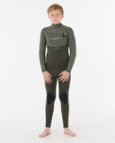 RIP CURL KIDS FLASHBOMB PRO CHEST ZIP 3/2MM - CACTUS GREEN