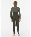 RIP CURL KIDS FLASHBOMB PRO CHEST ZIP 3/2MM - CACTUS GREEN
