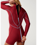 RIP CURL SG WOMENS DAWN PATROL BACK ZIP LONG SLEEVE SPRING 2 - DARK RED