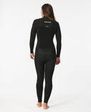 RIP CURL WOMENS DAWN PATROL 4/3 CHEST ZIP - BLACK