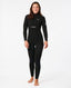RIP CURL WOMENS E-BOMB BACK ZIP STEAMER 43 GB - BLACK