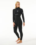 RIP CURL WOMENS E BOMB 43GB CHEST ZIP STEAMER - BLACK
