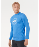 RIP CURL STAPLER UPF LONG SLEEVE RASH VEST - BLUE GUM