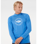 RIP CURL STAPLER UPF LONG SLEEVE RASH VEST - BLUE GUM
