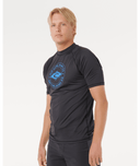 RIP CURL STAPLER UPF SHORT SLEEVE RASH VEST - BLACK