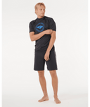 RIP CURL STAPLER UPF SHORT SLEEVE RASH VEST - BLACK