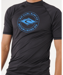 RIP CURL STAPLER UPF SHORT SLEEVE RASH VEST - BLACK