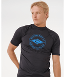 RIP CURL STAPLER UPF SHORT SLEEVE RASH VEST - BLACK
