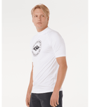 RIP CURL STAPLER UPF SHORT SLEEVE RASH VEST - WHITE