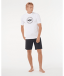 RIP CURL STAPLER UPF SHORT SLEEVE RASH VEST - WHITE