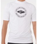 RIP CURL STAPLER UPF SHORT SLEEVE RASH VEST - WHITE