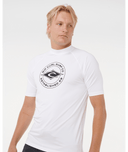 RIP CURL STAPLER UPF SHORT SLEEVE RASH VEST - WHITE