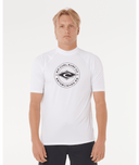 RIP CURL STAPLER UPF SHORT SLEEVE RASH VEST - WHITE