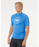 RIP CURL STAPLER UPF SHORT SLEEVE RASH VEST - BLUE GUM