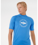 RIP CURL STAPLER UPF SHORT SLEEVE RASH VEST - BLUE GUM