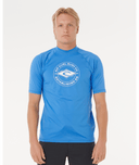 RIP CURL STAPLER UPF SHORT SLEEVE RASH VEST - BLUE GUM