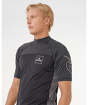 RIP CURL DRIVE UPF SHORT SLEEVE RASH VEST - BLACK