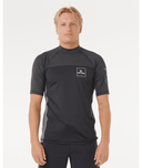 RIP CURL DRIVE UPF SHORT SLEEVE RASH VEST - BLACK