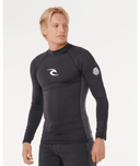 RIP CURL WAVES UPF PERFORMANCE LONG SLEEVE RASH VEST - BLACK
