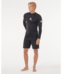 RIP CURL WAVES UPF PERFORMANCE LONG SLEEVE RASH VEST - BLACK
