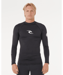 RIP CURL WAVES UPF PERFORMANCE LONG SLEEVE RASH VEST - BLACK