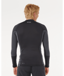 RIP CURL WAVES UPF PERFORMANCE LONG SLEEVE RASH VEST - BLACK