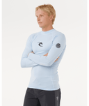 RIP CURL WAVES UPF PERFORMANCE LONG SLEEVE RASH VEST - BLUE WIND