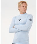 RIP CURL WAVES UPF PERFORMANCE LONG SLEEVE RASH VEST - BLUE WIND