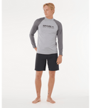 RIP CURL SHOCK UPF LONG SLEEVE RASH VEST - GREY MARLE