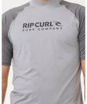 RIP CURL SHOCK UPF SHORT SLEEVE RASH VEST - GREY MARLE