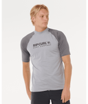 RIP CURL SHOCK UPF SHORT SLEEVE RASH VEST - GREY MARLE