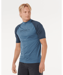 RIP CURL SHOCK UPF SHORT SLEEVE RASH VEST - NAVY MARLE