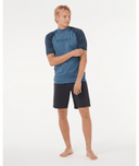 RIP CURL SHOCK UPF SHORT SLEEVE RASH VEST - NAVY MARLE