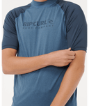 RIP CURL SHOCK UPF SHORT SLEEVE RASH VEST - NAVY MARLE