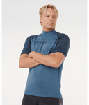 RIP CURL SHOCK UPF SHORT SLEEVE RASH VEST - NAVY MARLE