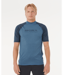 RIP CURL SHOCK UPF SHORT SLEEVE RASH VEST - NAVY MARLE