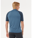 RIP CURL SHOCK UPF SHORT SLEEVE RASH VEST - NAVY MARLE