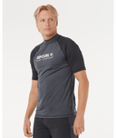 RIP CURL SHOCK UPF SHORT SLEEVE RASH VEST - BLACK MARLE