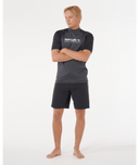 RIP CURL SHOCK UPF SHORT SLEEVE RASH VEST - BLACK MARLE