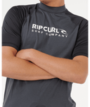 RIP CURL SHOCK UPF SHORT SLEEVE RASH VEST - BLACK MARLE