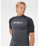 RIP CURL SHOCK UPF SHORT SLEEVE RASH VEST - BLACK MARLE