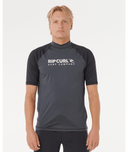 RIP CURL SHOCK UPF SHORT SLEEVE RASH VEST - BLACK MARLE