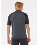 RIP CURL SHOCK UPF SHORT SLEEVE RASH VEST - BLACK MARLE