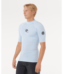 RIP CURL WAVES UPF PERFORMANCE SHORT SLEEVE RASH VEST - BLUE WIND