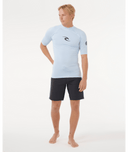 RIP CURL WAVES UPF PERFORMANCE SHORT SLEEVE RASH VEST - BLUE WIND