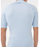 RIP CURL WAVES UPF PERFORMANCE SHORT SLEEVE RASH VEST - BLUE WIND