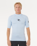 RIP CURL WAVES UPF PERFORMANCE SHORT SLEEVE RASH VEST - BLUE WIND