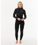 RIP CURL WOMENS E BOMB CHEST ZIP 4/3MM - BLACK
