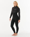 RIP CURL WOMENS E BOMB CHEST ZIP 4/3MM - BLACK